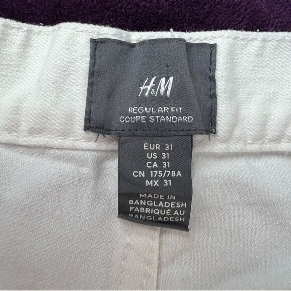H&M Men’s Regular Fit Cream White Tapered Jeans Size 31x28 - Picture 7 of 8